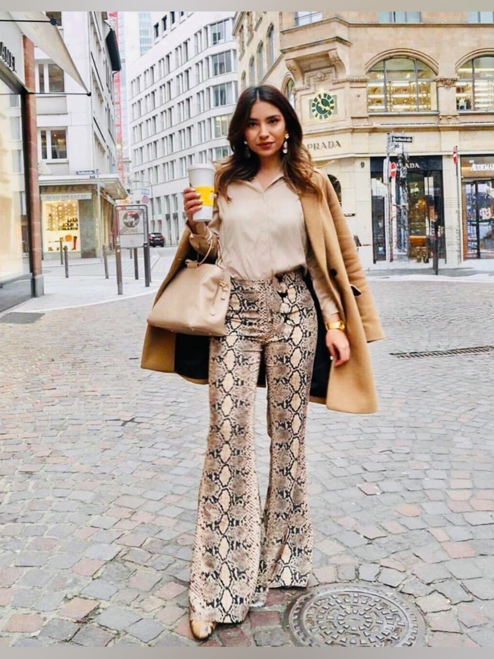Jackie Olive Python Slip-on Pants